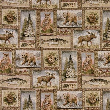 DESIGNER FABRICS Designer Fabrics A024 54 in. Wide ; Rustic Bears; Moose; Trees; Acorns And Fish; Themed Tapestry Upholstery Fabric A024
